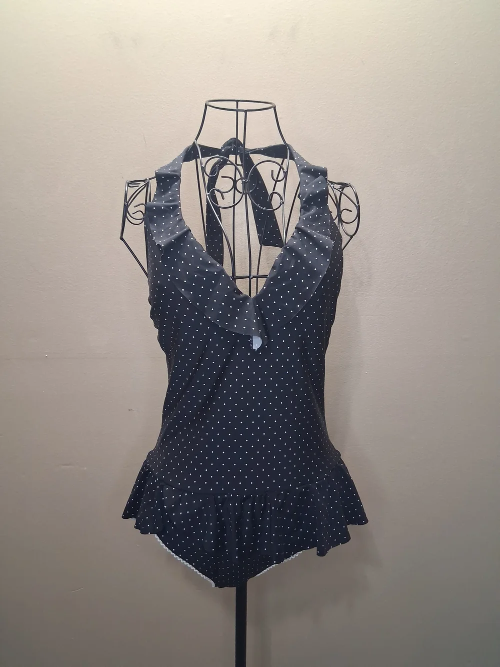 ​Vintage 1950s Aesthetic Polka Dot Swimsuit Size Medium 8/10